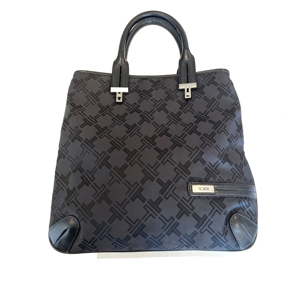 Tumi Sinclair Nina Commuter Black Tote|Bag. Open Top. Coated Nylon. Leather Trim - Picture 1 of 5